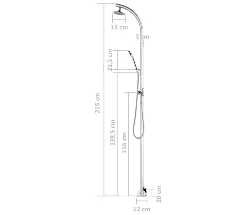 Dārza Duša, 215 Cm, Alumīnijs Vidaxl