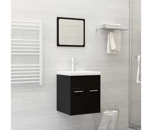 2-Daļīgs Vannasistabas Mēbeļu Komplekts, Melns, Skaidu Plāksne Vidaxl