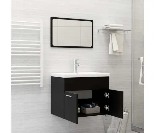 2-Daļīgs Vannasistabas Mēbeļu Komplekts, Melns, Skaidu Plāksne Vidaxl 2-Daļīgs Vannasistabas Mēbeļu Komplekts, Melns, Skaidu Plāksne Vidaxl