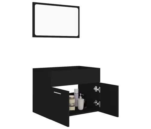 2-Daļīgs Vannasistabas Mēbeļu Komplekts, Melns, Skaidu Plāksne Vidaxl 2-Daļīgs Vannasistabas Mēbeļu Komplekts, Melns, Skaidu Plāksne Vidaxl