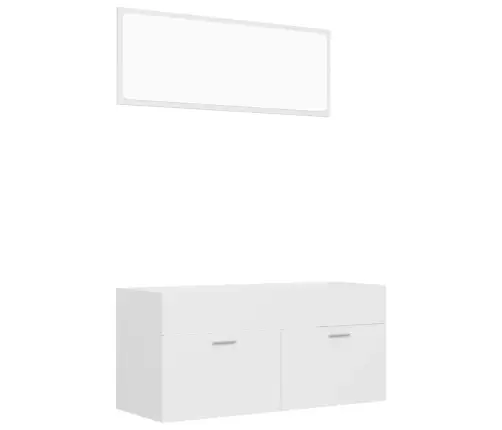 2-Osaline Vannitoamööbli Komplekt, Valge, Tehispuit