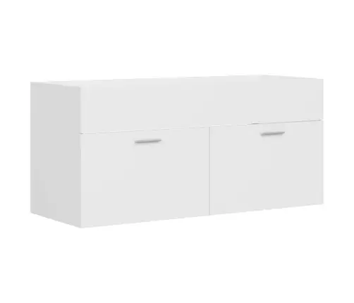 2-Osaline Vannitoamööbli Komplekt, Valge, Tehispuit