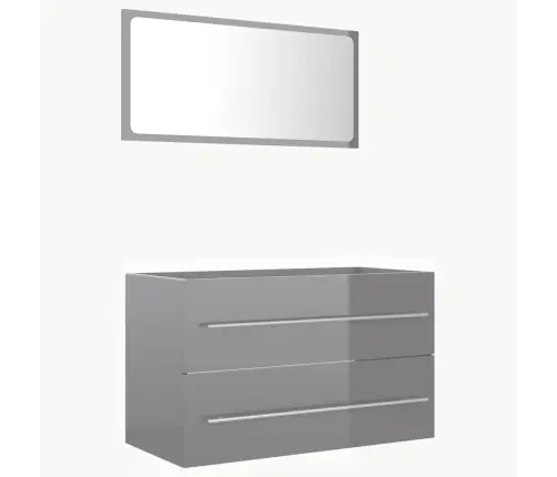 2-Osaline Vannitoamööbel, Kõrgläikega Hall, Puitlaastplaat