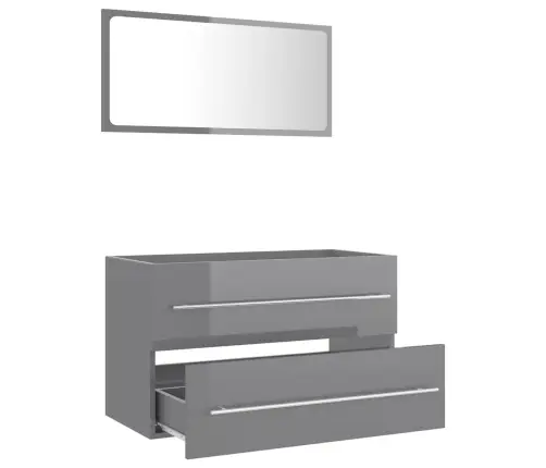 2-Osaline Vannitoamööbel, Kõrgläikega Hall, Puitlaastplaat