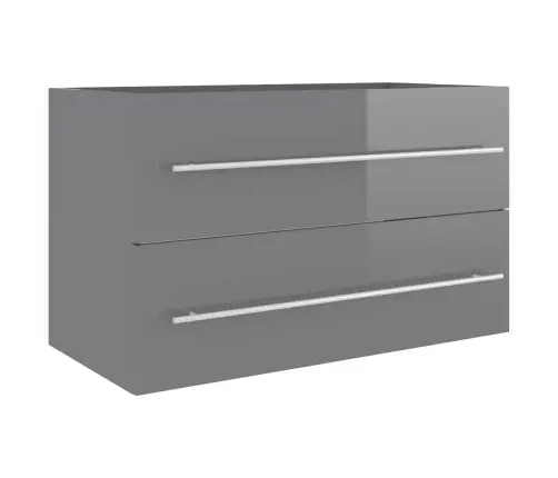 2-Osaline Vannitoamööbel, Kõrgläikega Hall, Puitlaastplaat