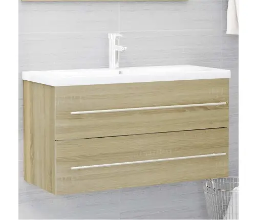 2-Osaline Vannitoamööbli Komplekt, Sonoma Tamm, Puitlaastplaat