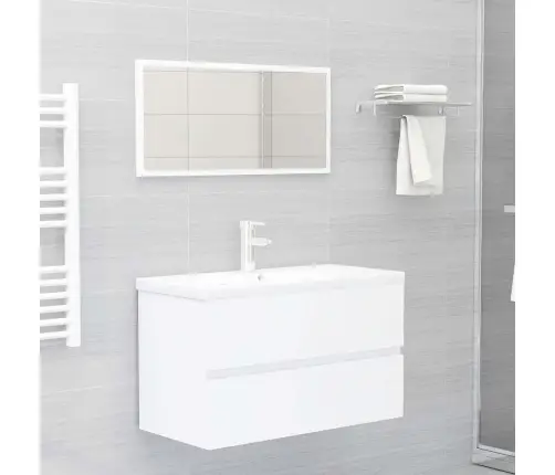 Vonios Kambario Komplektas, 2 Dalių, Baltas, Apdirbta Mediena