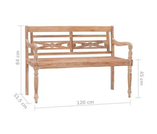 Sols, 120 Cm, Balsināts, Masīvs Tīkkoks Vidaxl