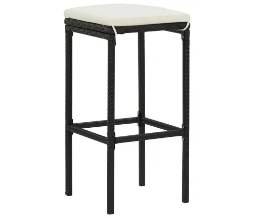 3-Osaline Aiamööblikomplekt Patjadega, Polürotang, Must