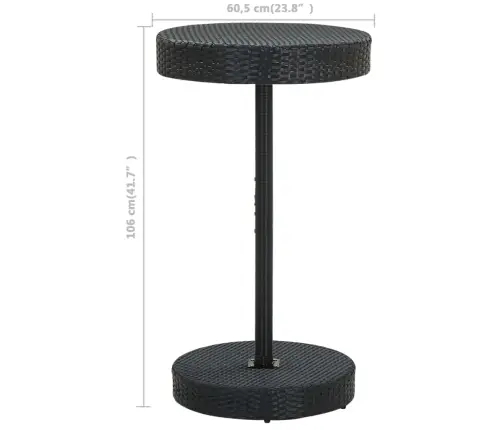 3-Osaline Aiamööblikomplekt Patjadega, Polürotang, Must