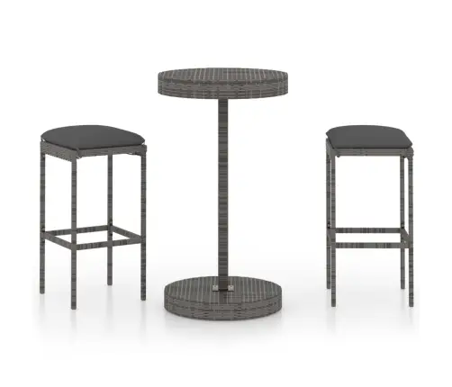 3-Daļīgs Dārza Bāra Mēbeļu Komplekts, Matrači, Pe Rotangpalma Vidaxl