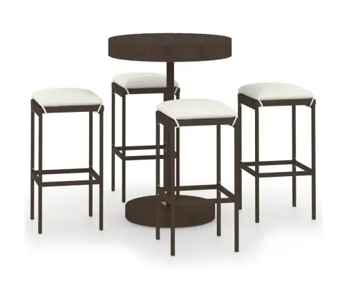 5-Daļīgs Dārza Bāra Mēbeļu Komplekts, Matrači, Pe Rotangpalma Vidaxl