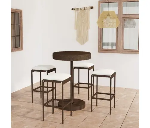 5-Daļīgs Dārza Bāra Mēbeļu Komplekts, Matrači, Pe Rotangpalma Vidaxl