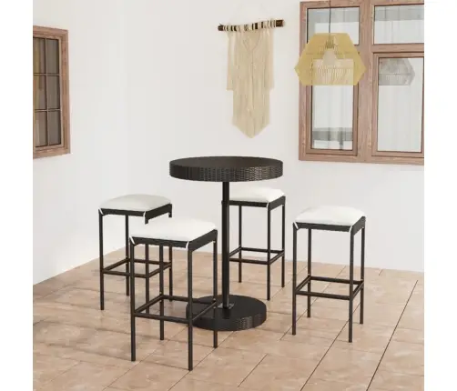 5-Daļīgs Dārza Mēbeļu Komplekts Ar Matračiem, Pe Rotangpalma Vidaxl