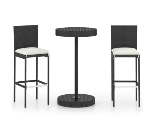 3-Daļīgs Dārza Bāra Mēbeļu Komplekts, Matrači, Pe Rotangpalma Vidaxl