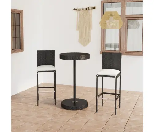 3-Daļīgs Dārza Bāra Mēbeļu Komplekts, Matrači, Pe Rotangpalma Vidaxl