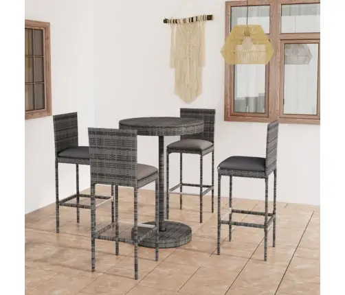 5-Daļīgs Dārza Bāra Mēbeļu Komplekts, Matrači, Pe Rotangpalma Vidaxl