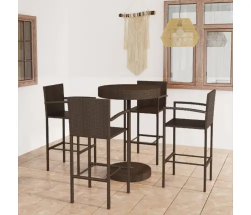 5-Daļīgs Dārza Bāra Mēbeļu Komplekts, Brūna Pe Rotangpalma Vidaxl