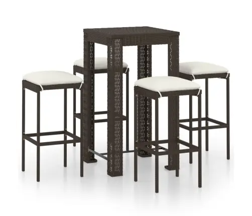 5-Osaline Aiabaari Komplekt Patjadega, Polürotang, Pruun