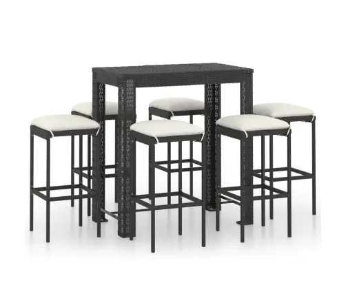 7-Daļīgs Dārza Bāra Mēbeļu Komplekts, Matrači, Pe Rotangpalma Vidaxl