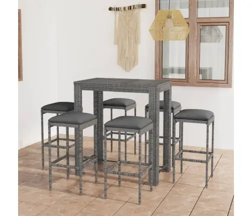 7-Osaline Aia Baarikomplekt Patjadega, Polürotang, Hall