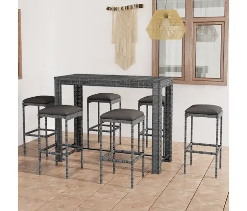 7-Daļīgs Dārza Mēbeļu Komplekts Ar Matračiem, Pe Rotangpalma Vidaxl