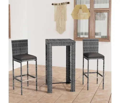 Lauko Komplektas Su Pagalvėlėmis, 3 Dalių, Pilkas, Poliratanas