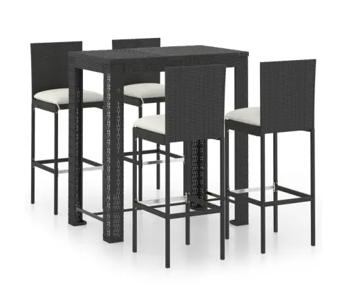 Baro Komplektas Su Pagalvėlėmis, 5 Dalių, Juodas, Poliratanas