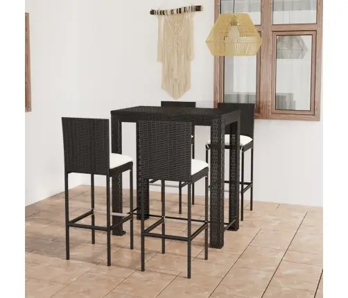 Baro Komplektas Su Pagalvėlėmis, 5 Dalių, Juodas, Poliratanas