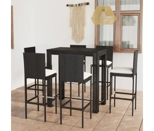 Lauko Komplektas Su Pagalvėlėmis, 7 Dalių, Juodas, Poliratanas