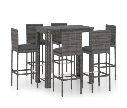 Lauko Komplektas Su Pagalvėlėmis, 7 Dalių, Pilkas, Poliratanas