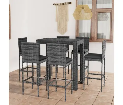 Lauko Komplektas Su Pagalvėlėmis, 7 Dalių, Pilkas, Poliratanas