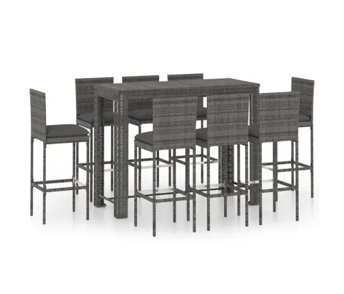 9-Daļīgs Dārza Mēbeļu Komplekts Ar Matračiem, Pe Rotangpalma Vidaxl