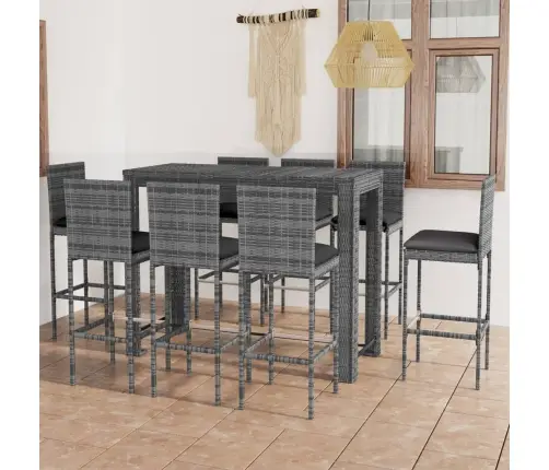 9-Daļīgs Dārza Mēbeļu Komplekts Ar Matračiem, Pe Rotangpalma Vidaxl