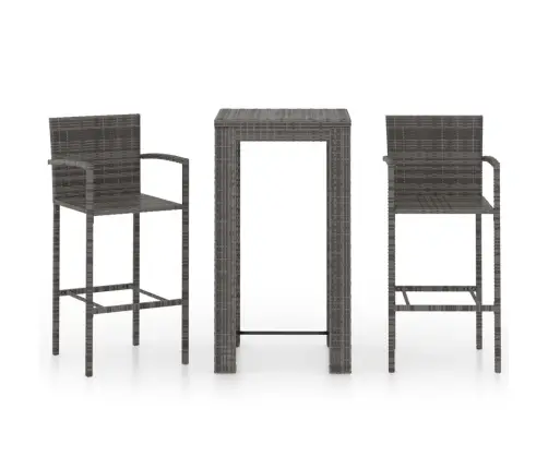 3-Daļīgs Āra Bāra Mēbeļu Komplekts, Pelēka Pe Rotangpalma Vidaxl