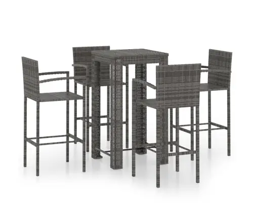 5-Daļīgs Āra Bāra Mēbeļu Komplekts, Pelēka Pe Rotangpalma Vidaxl