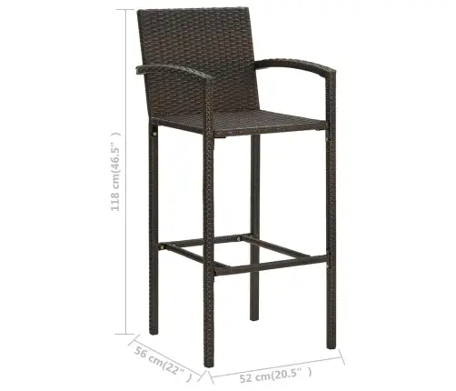 5-Daļīgs Āra Bāra Mēbeļu Komplekts, Roku Balsts, Pe Rotangpalma Vidaxl