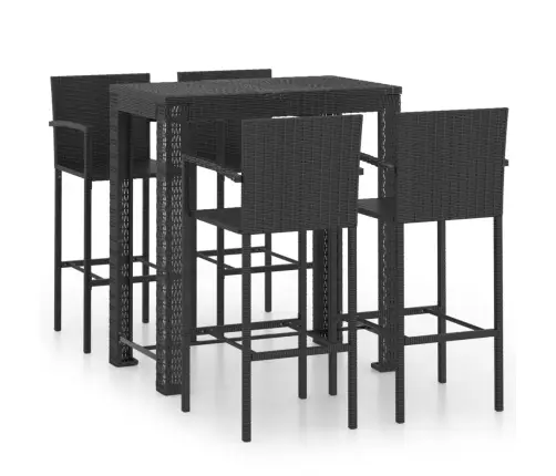 5-Osaline Aiabaari Komplekt Käetugedega, Polürotang, Must