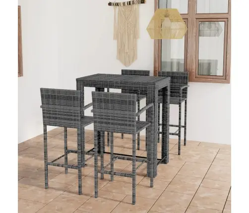 5-Daļīgs Āra Bāra Mēbeļu Komplekts, Pelēka Pe Rotangpalma Vidaxl