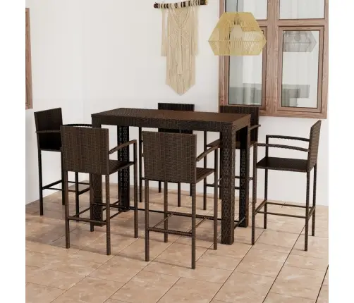 Lauko Komplektas Su Porankiais, 7 Dalių, Rudas, Poliratanas