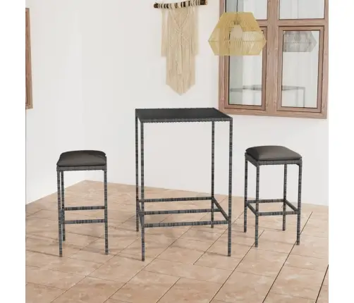 3-Osaline Aiabaari Komplekt Istmepatjadega, Polürotang, Hall