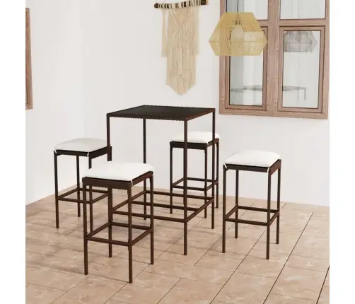 5-Daļīgs Dārza Mēbeļu Komplekts Ar Matračiem, Pe Rotangpalma Vidaxl