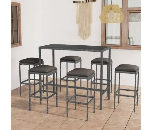 7-Osaline Aia Baarikomplekt Patjadega, Polürotang, Hall