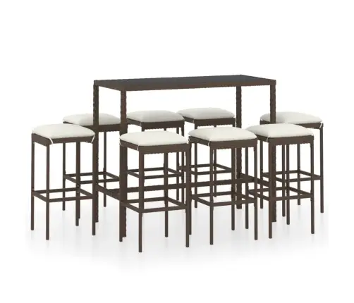 9-Daļīgs Dārza Mēbeļu Komplekts Ar Matračiem, Pe Rotangpalma Vidaxl 9-Daļīgs Dārza Mēbeļu Komplekts Ar Matračiem, Pe Rotangpalma Vidaxl