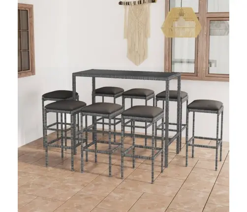 9-Daļīgs Dārza Mēbeļu Komplekts Ar Matračiem, Pe Rotangpalma Vidaxl