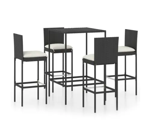 5-Osaline Aiabaari Komplekt Patjadega, Polürotang, Must