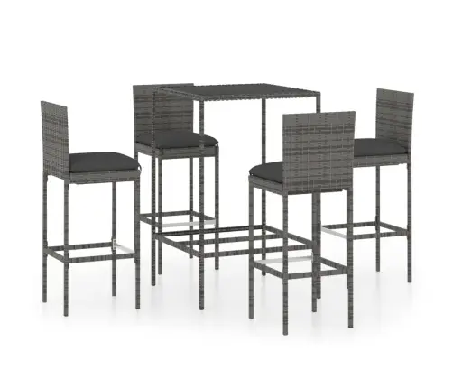 Sodo Komplektas Su Pagalvėlėmis, 5 Dalių, Pilkas, Poliratanas