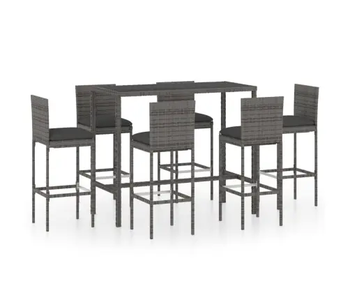 Sodo Komplektas Su Pagalvėlėmis, 7 Dalių, Pilkas, Poliratanas