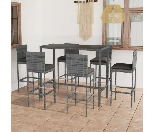 Sodo Komplektas Su Pagalvėlėmis, 7 Dalių, Pilkas, Poliratanas