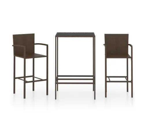 3-Daļīgs Dārza Bāra Mēbeļu Komplekts, Brūna Pe Rotangpalma Vidaxl